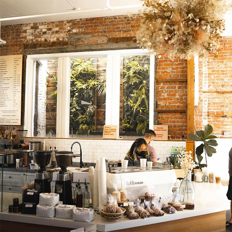 A look inside Poppy's Patisserie display and coffee bar.